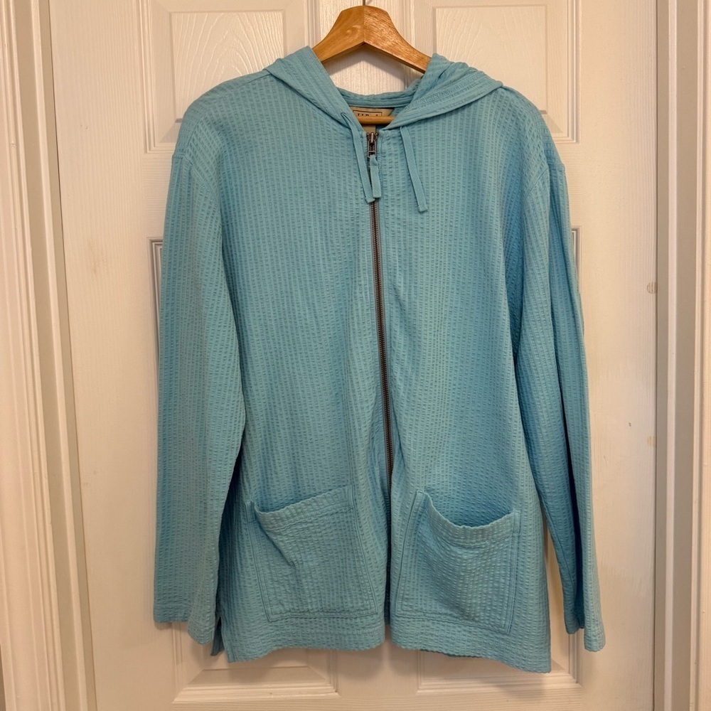 Like New L.L. Bean Stripe Knit Full zip Hoodie